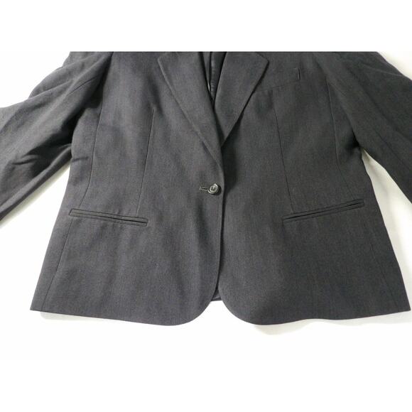 Harve Benard Blazer Womens 12 Wool Vtg Single Button Dark Navy Pinpoint Lined - Picture 4 of 14